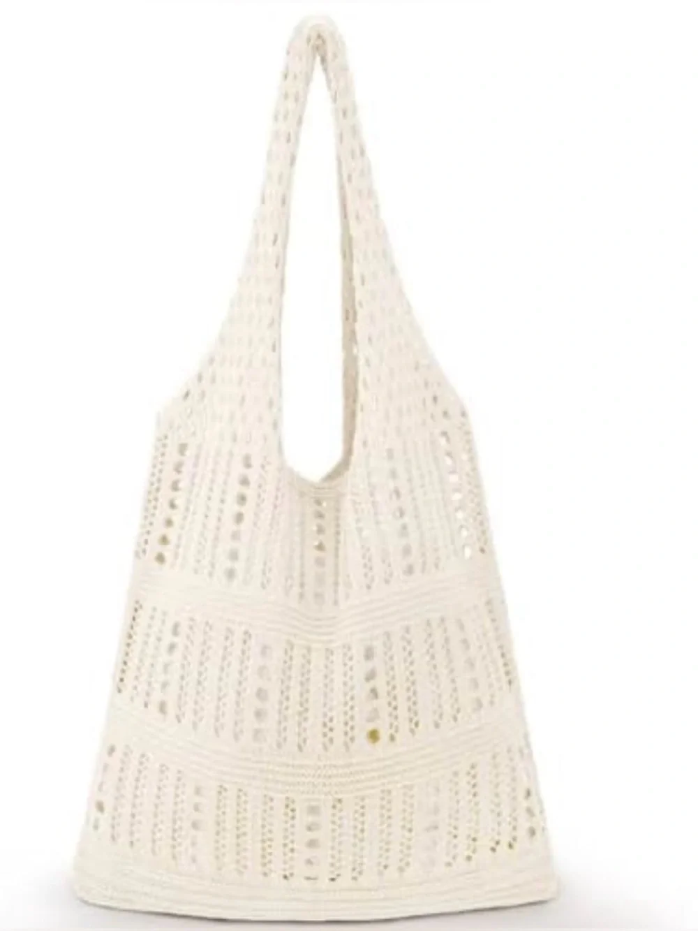 NEW Crocheted Beach Tote Tan Reusable Shopping Bag, Hobo Festival Bag